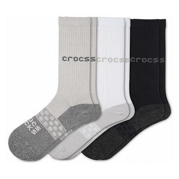 Crocs Adult Crew Solid 3-Pack Men's Socks White / Black | Australia 1661BEXC